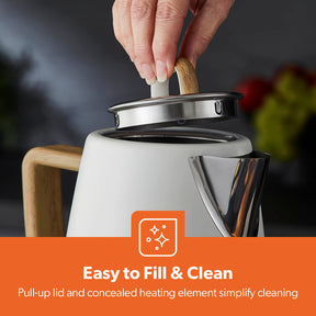 NordiQ Cream 1.7L Fast Boil Stainless Steel Electric Kettle