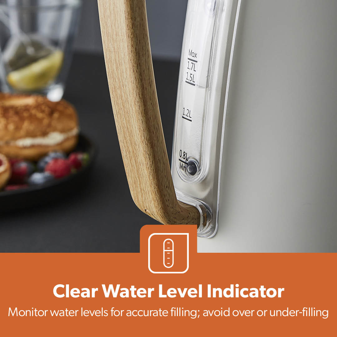 NordiQ Cream 1.7L Fast Boil Stainless Steel Electric Kettle