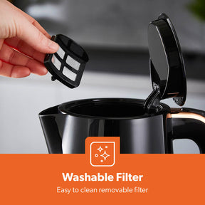 1.7L Aurora Black and Rose Gold Rapid Boil Kettle