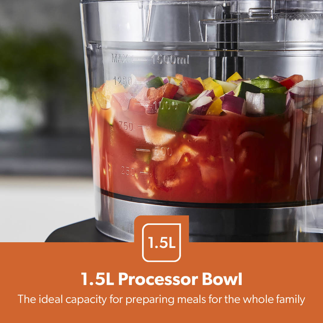 1200W Compact Food Processor, Blender & Grinder Silver