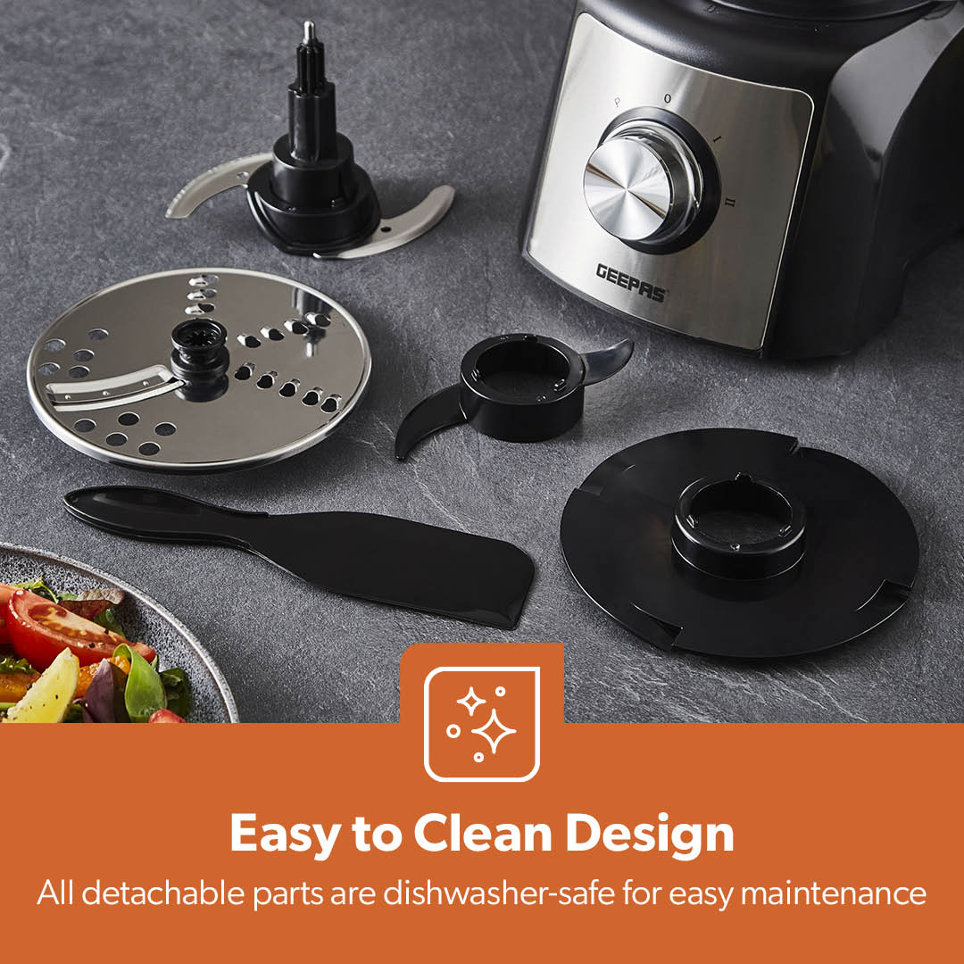 1200W Compact Food Processor, Blender & Grinder Silver