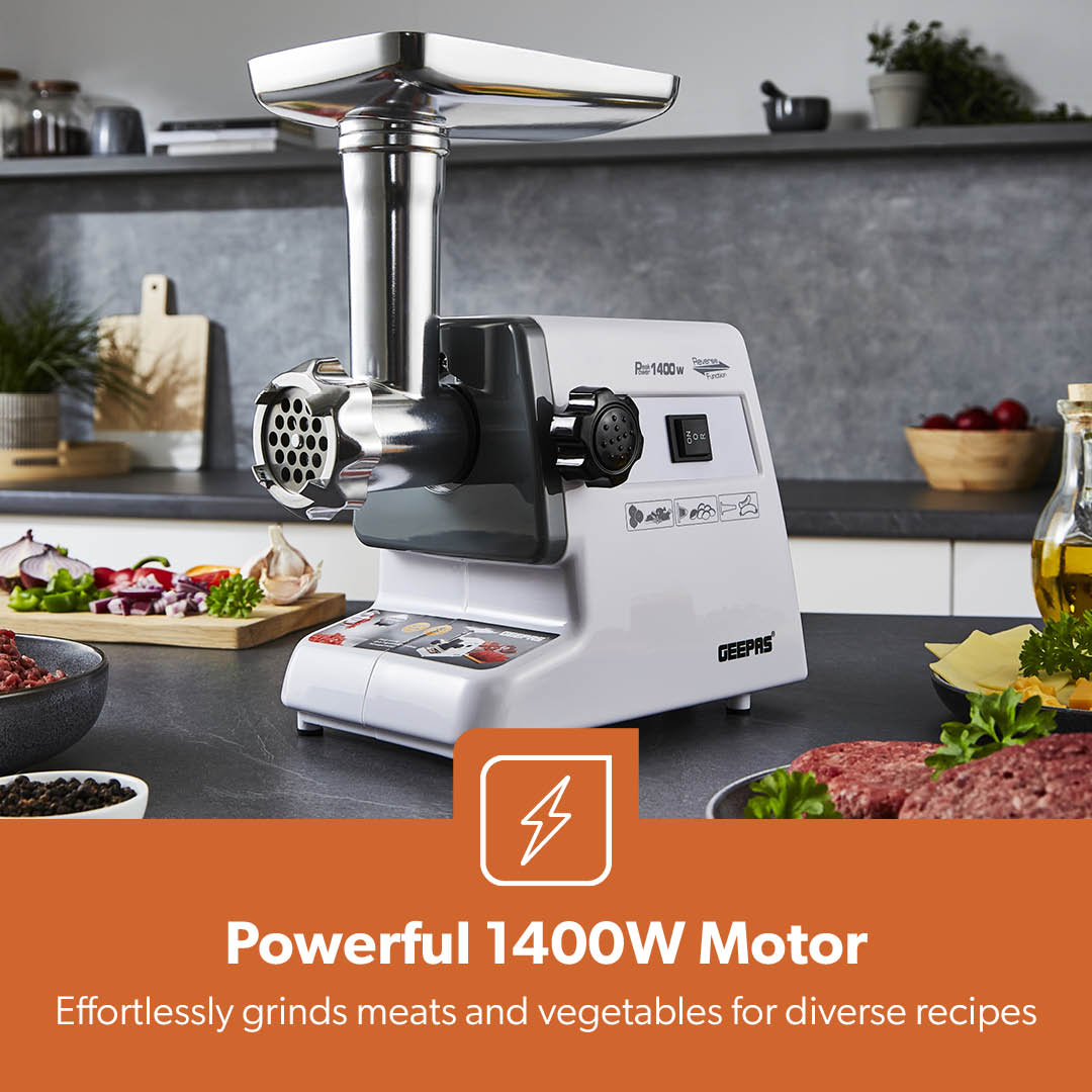 1400W Retro-Style Stainless Steel Automatic Meat Grinder and Meat Mincer