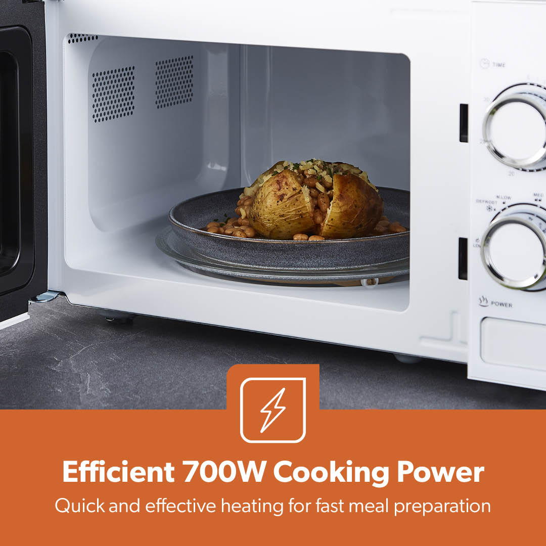 20L White Manual Microwave Oven With 5 Power Levels 700W
