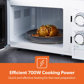 20L White Manual Microwave Oven With 5 Power Levels 700W