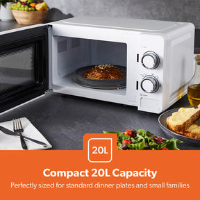 20L White Manual Microwave Oven With 5 Power Levels 700W