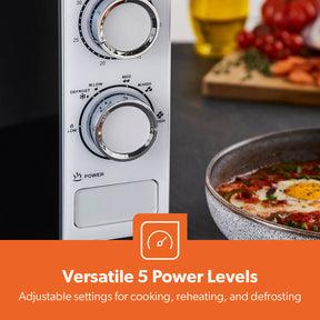 20L White Manual Microwave Oven With 5 Power Levels 700W