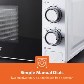 20L White Manual Microwave Oven With 5 Power Levels 700W