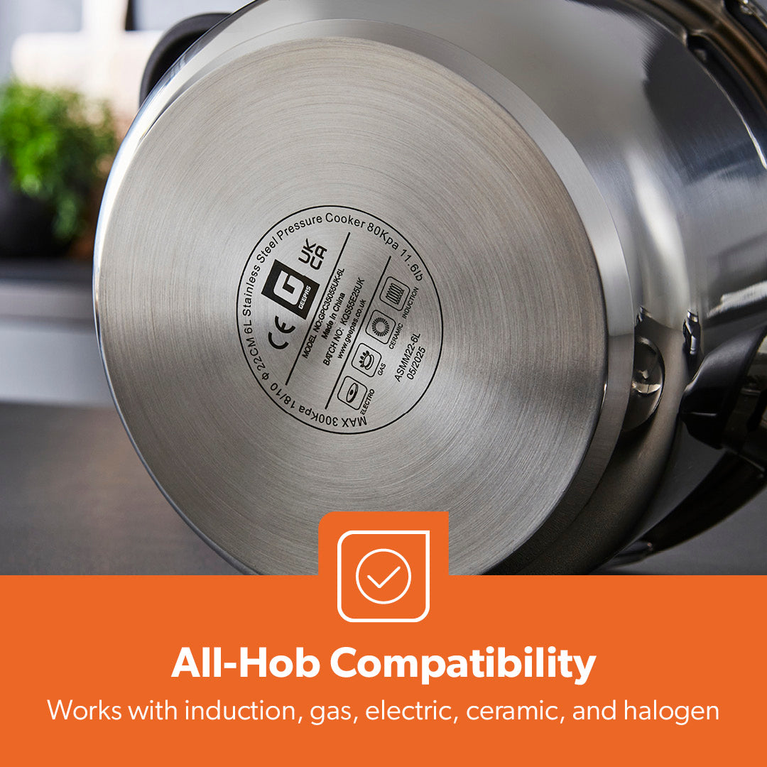 6L Stainless Steel Pressure Cooker With Quick Pressure Release