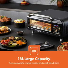 15-In-1 Black Air Fryer Pizza Oven For Indoor & Outdoor 18L