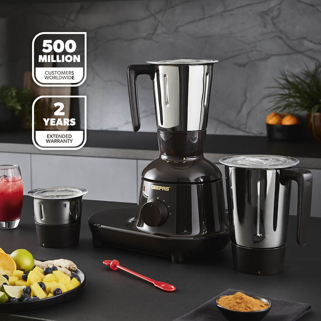 3-in-1 Black Heavy-Duty Wet and Dry Mixer Grinder 750W