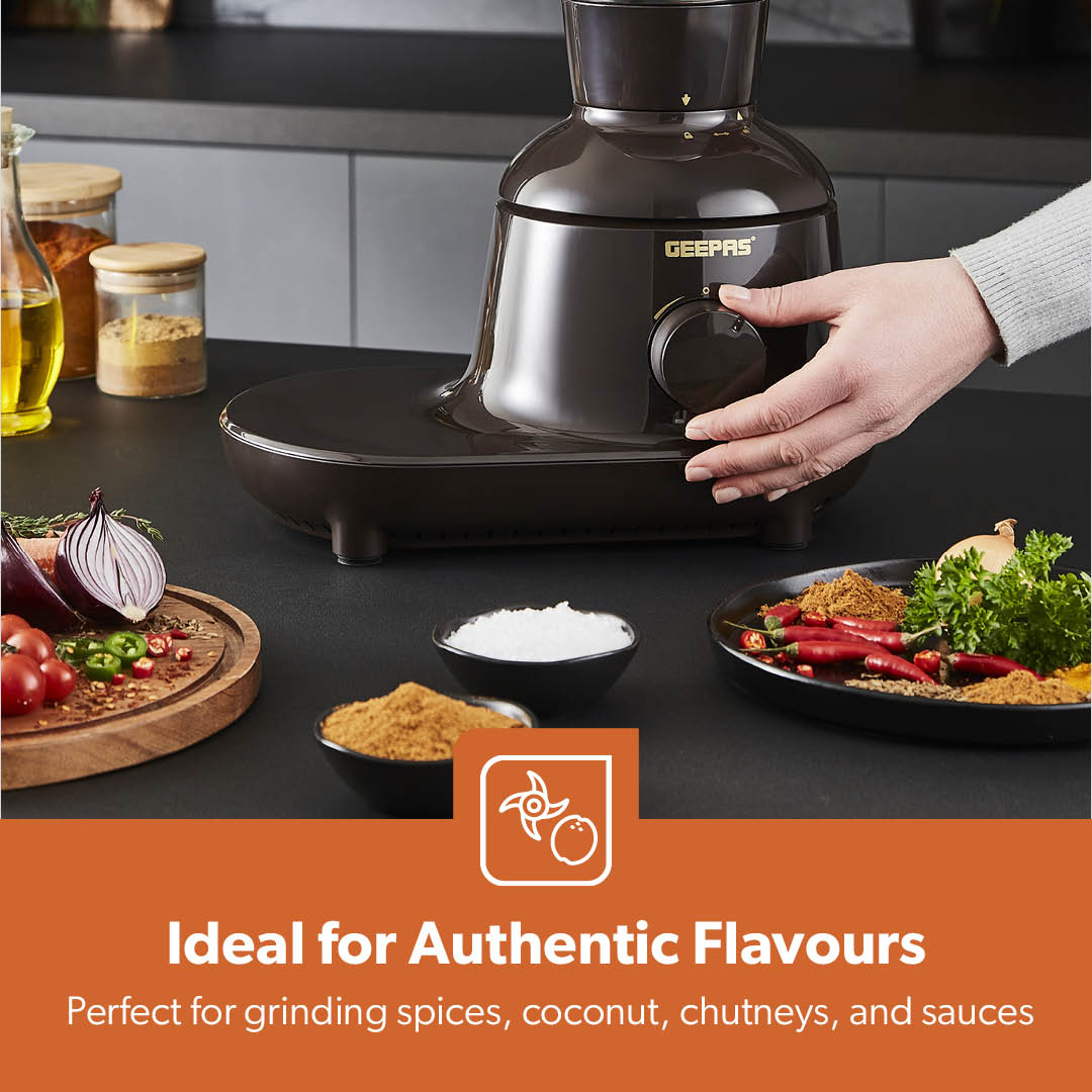3-in-1 Black Heavy-Duty Wet and Dry Mixer Grinder 750W