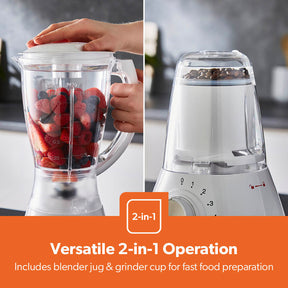 2-In-1 Portable Food Jug Blender & Grinder 1.5L, White