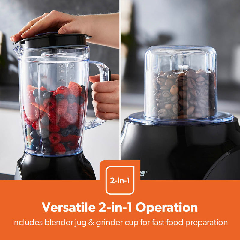 2-In-1 Food Jug Blender With Spice and Coffee Grinder | Geepas UK