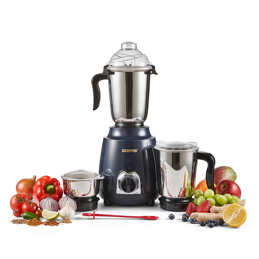 3-In-1 Navy Stainless Steel Wet and Dry Mixer Grinder 600W