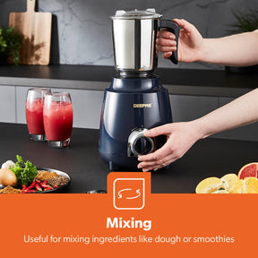 3-In-1 Navy Stainless Steel Wet and Dry Mixer Grinder 600W