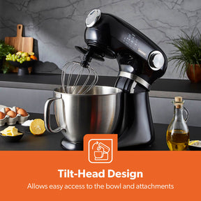 1000W Black Stand Mixer With 5L Bowl - 12-Speed With Beater & Dough Hook