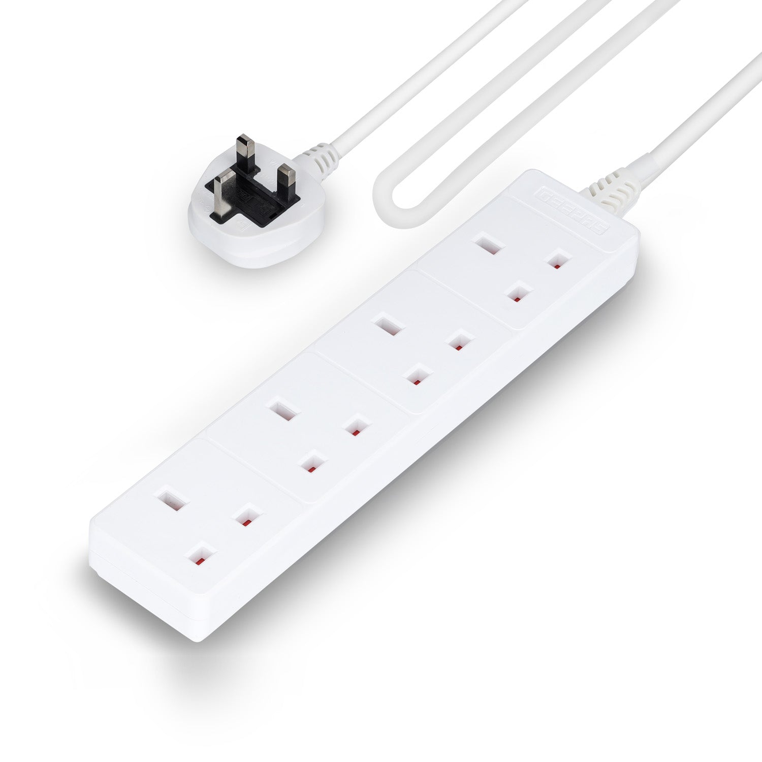 4 Gang Extension Lead With 5M Cables UK Plug 13A White