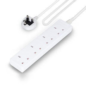 4 Gang Extension Lead With 5M Cables UK Plug 13A White