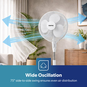 16 Inch White Oscillating Electric Pedestal Fan