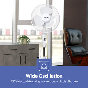 16 Inch White Oscillating Electric Pedestal Fan