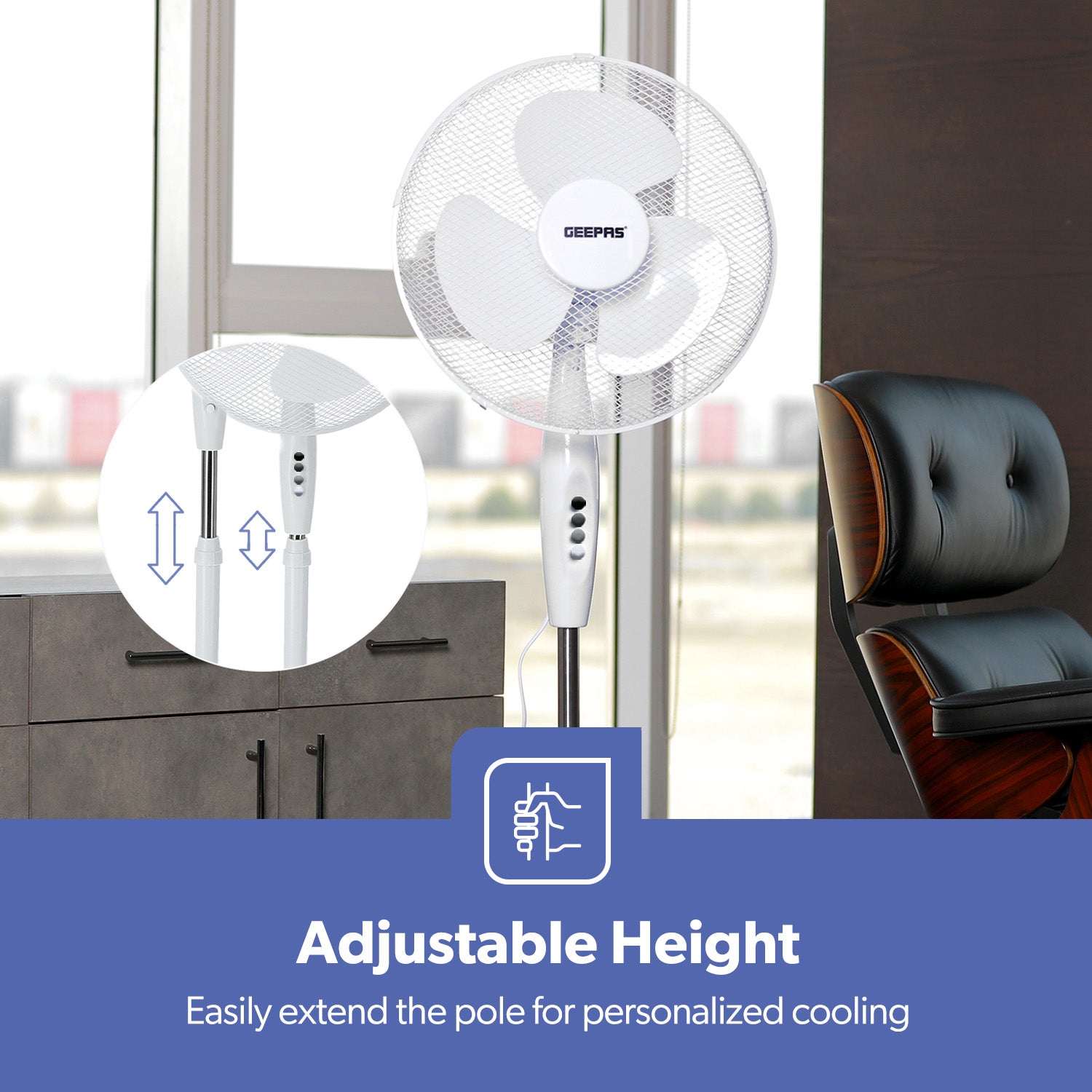 16 Inch White Oscillating Electric Pedestal Fan