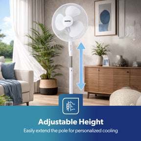 16 Inch White Oscillating Electric Pedestal Fan