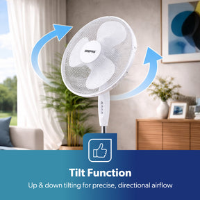 16 Inch White Oscillating Electric Pedestal Fan