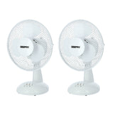 Two 9" Table Electric Oscillating Fans Set