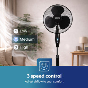 16" Oscillating Pedestal Fan Adjustable Height & 3-Speed