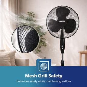 16" Oscillating Pedestal Fan Adjustable Height & 3-Speed