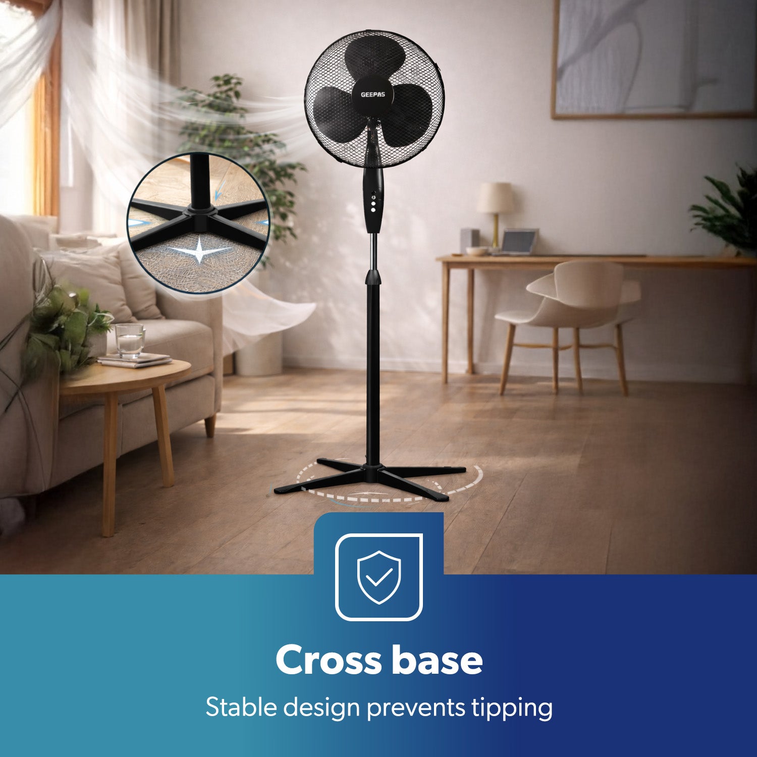 16" Oscillating Pedestal Fan Adjustable Height & 3-Speed