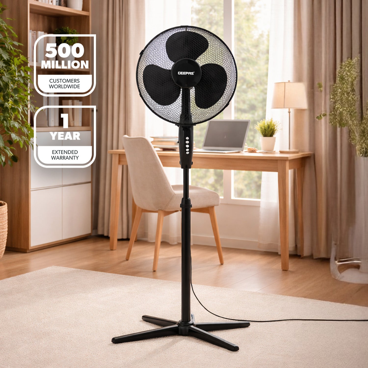 16" Oscillating Pedestal Fan Adjustable Height & 3-Speed