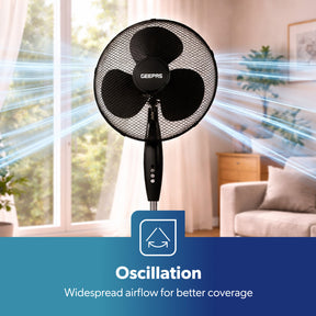 16" Oscillating Pedestal Fan Adjustable Height & 3-Speed