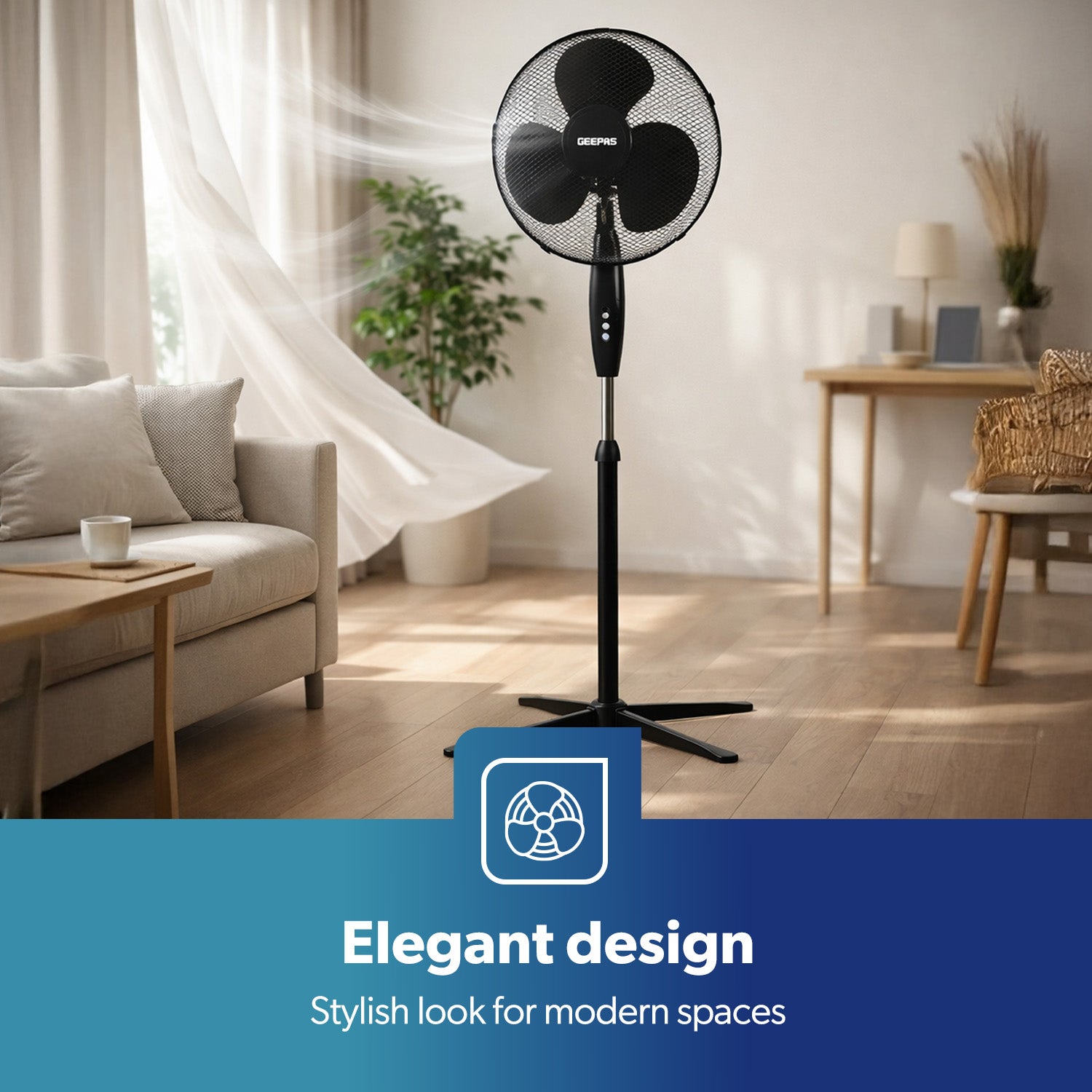 16" Oscillating Pedestal Fan Adjustable Height & 3-Speed
