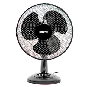 12-Inch Oscillating Black Table Fan with 3 Speed Settings