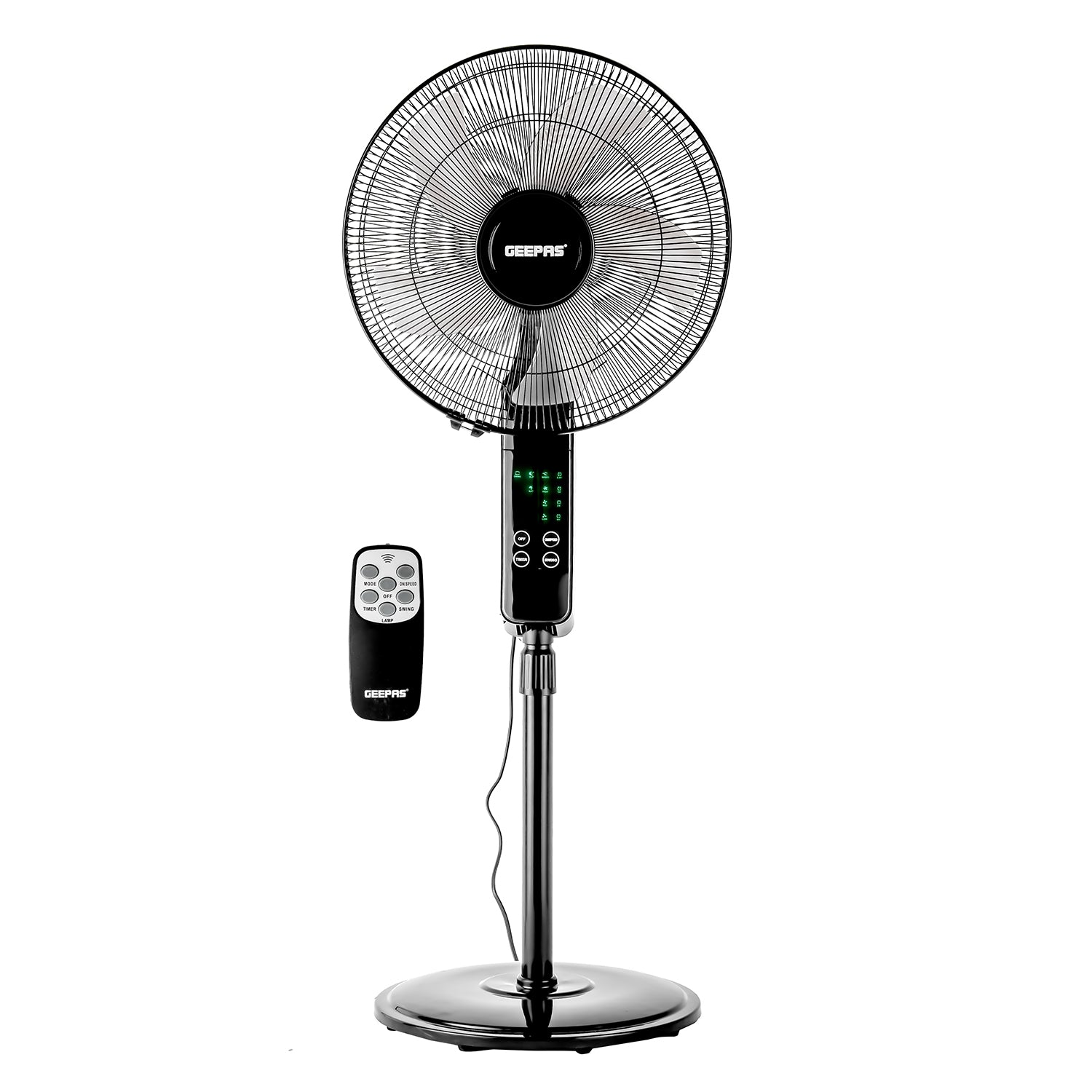 16" Portable Black Remote Controlled Pedestal Fan