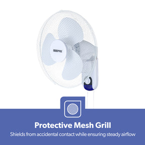 16-Inch White Oscillating Wall Mounted Fan 45W