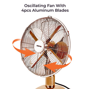12" Copper Metal Oscillating Desk Fan 35W