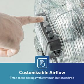 12-Inch Metal Floor Fan with 3 Speed Settings and Quiet Operation
