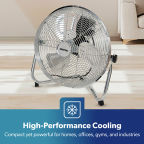 12-Inch Metal Floor Fan with 3 Speed Settings and Quiet Operation