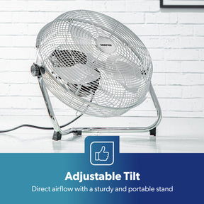 12-Inch Metal Floor Fan with 3 Speed Settings and Quiet Operation