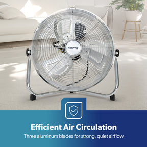 12-Inch Metal Floor Fan with 3 Speed Settings and Quiet Operation