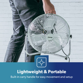 12-Inch Metal Floor Fan with 3 Speed Settings and Quiet Operation