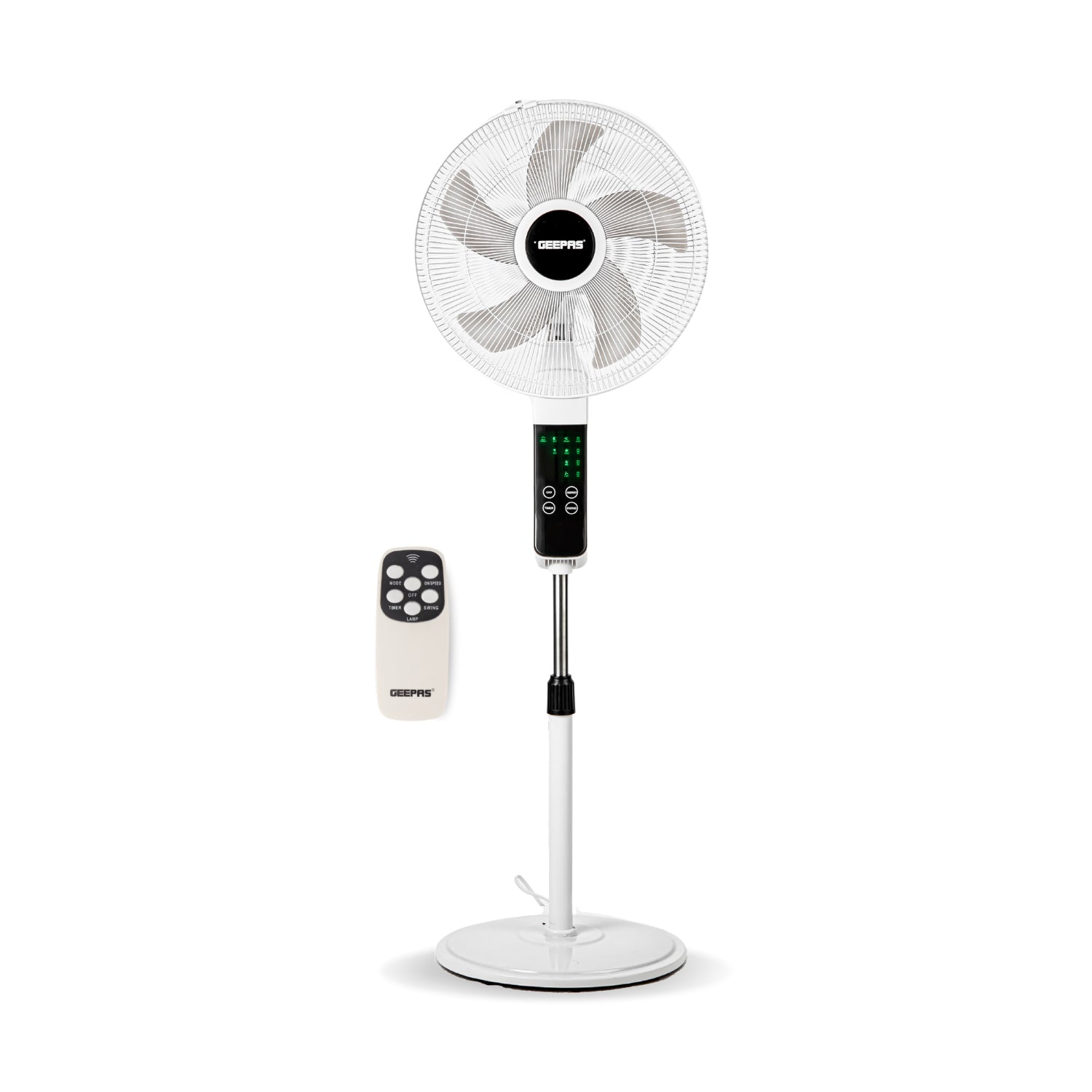 White 16" Digital Pedestal Fan With Remote Control 60W