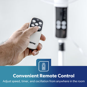 White 16" Digital Pedestal Fan With Remote Control 60W