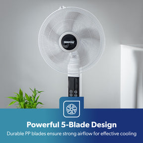 White 16" Digital Pedestal Fan With Remote Control 60W