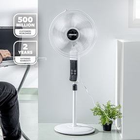 White 16" Digital Pedestal Fan With Remote Control 60W