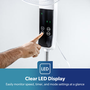 White 16" Digital Pedestal Fan With Remote Control 60W