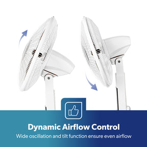 White 16" Digital Pedestal Fan With Remote Control 60W