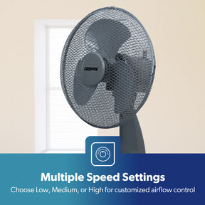 12-Inch Grey Portable Oscillating Desk Fan